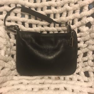 Black leather coach purse